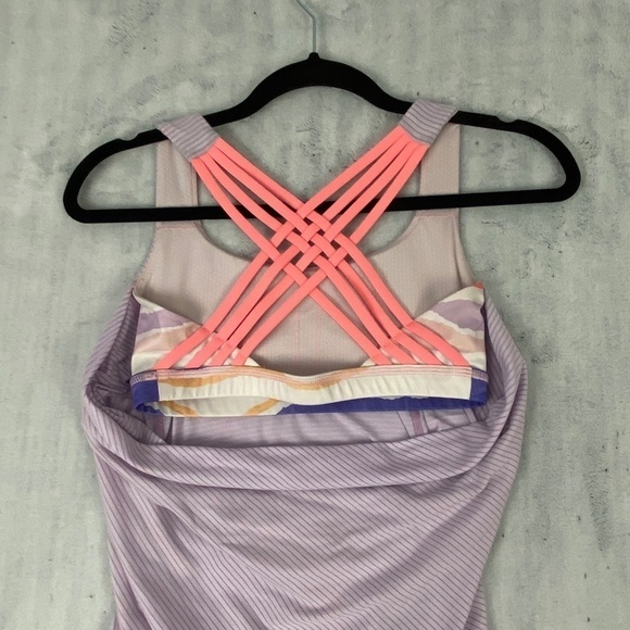 Lululemon Strappy Back Tank Top Sz 2 Purple Built-in Shelf Bra - Picture 2 of 7